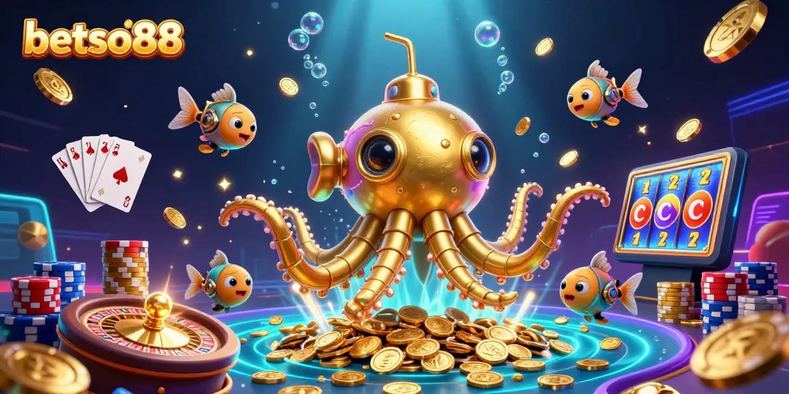 Experience thrilling adventures with betso88's exciting golden kraken submarine and dynamic casino elements.