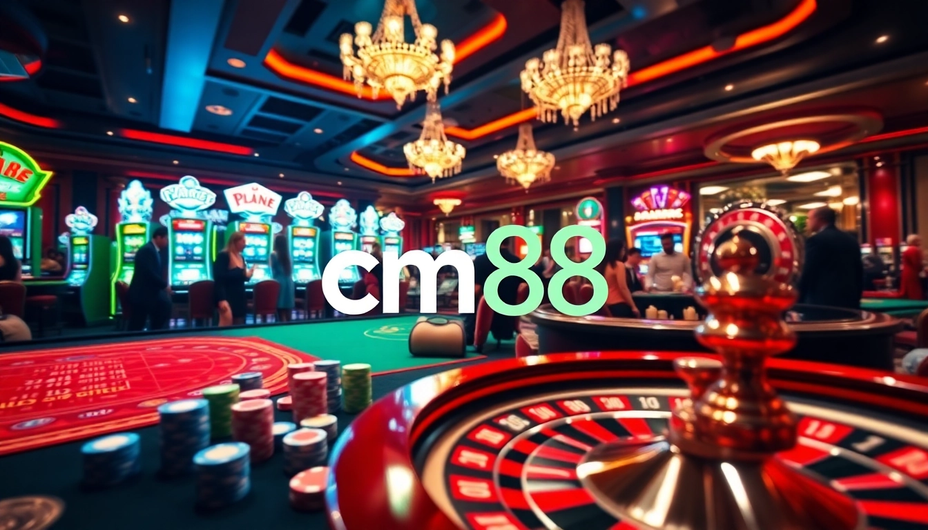 Experience thrilling casino action at cm88 with vibrant poker chips and slot machines.