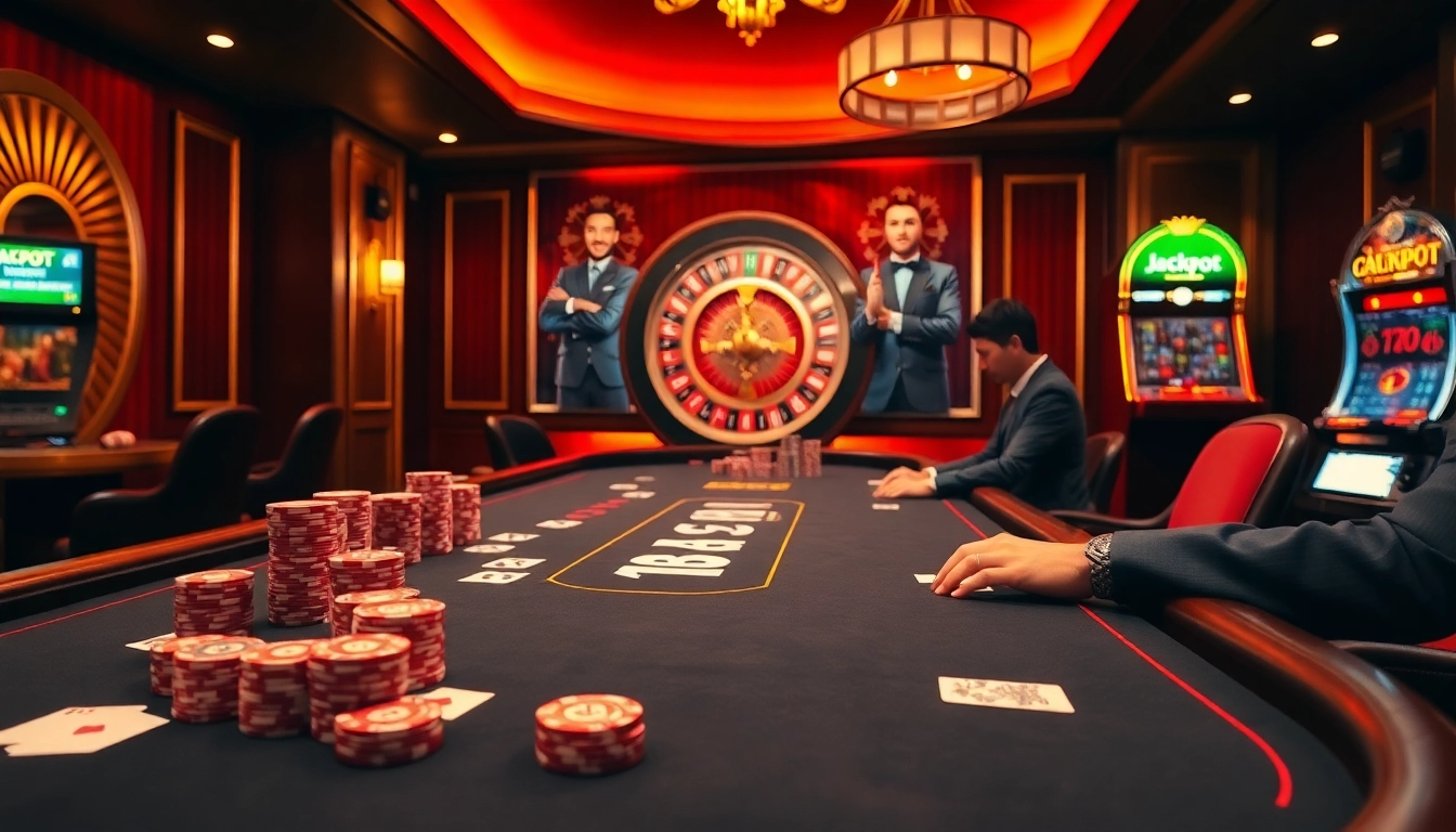 Experience the thrill of high-stakes gambling at Trang Chủ CM88 with engaging poker games and luxurious casino visuals.