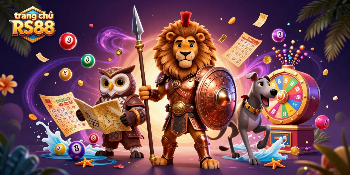 Experience a vibrant scene at trang chủ RS88 with colorful lottery elements and engaging characters.