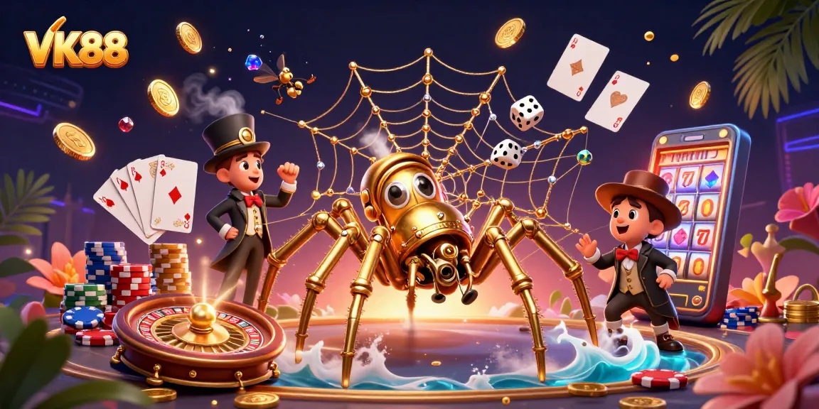 Experience the thrill of VK88 at an enchanting casino scene with vibrant visuals and dynamic elements.