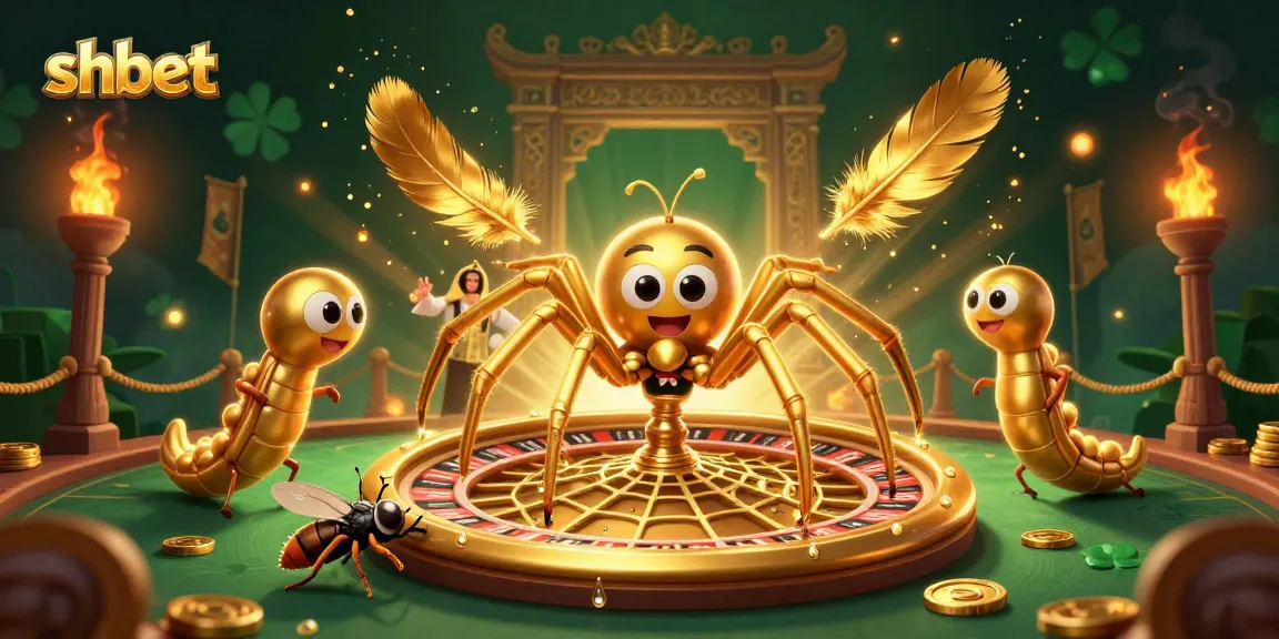 Engage in thrilling bets at shbet with a golden spider spinning a roulette web.