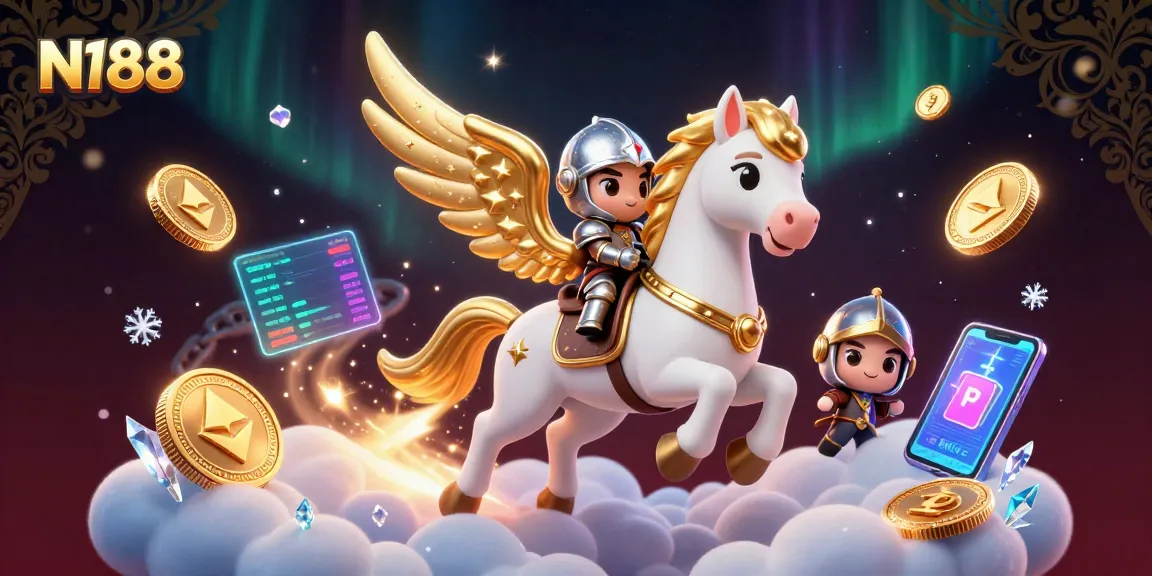 N188 captivates players with a dazzling 3D illustration of fantasy and crypto elements intertwined.