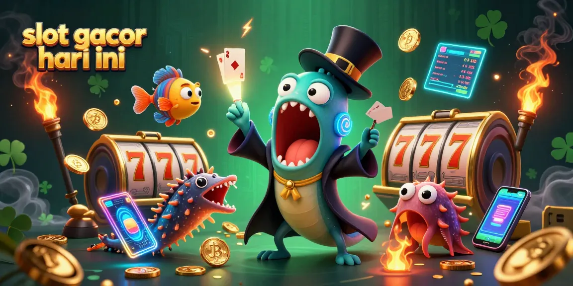 Experience slot gacor hari ini with a vibrant 3D illustration of sea creatures performing magic tricks, intricately designed.