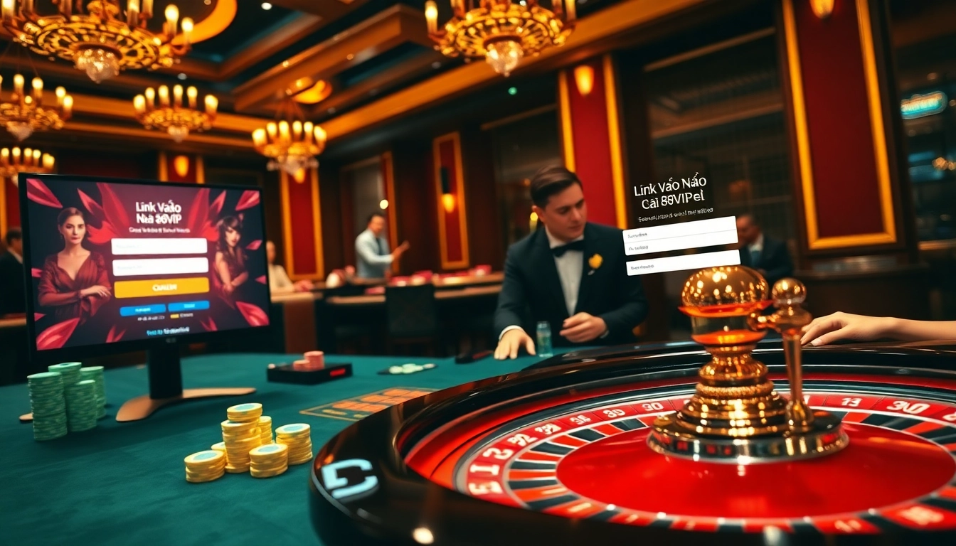 Experience exhilarating gambling moments with Link Vào Nhà Cái 68VIP in this luxurious casino scene.