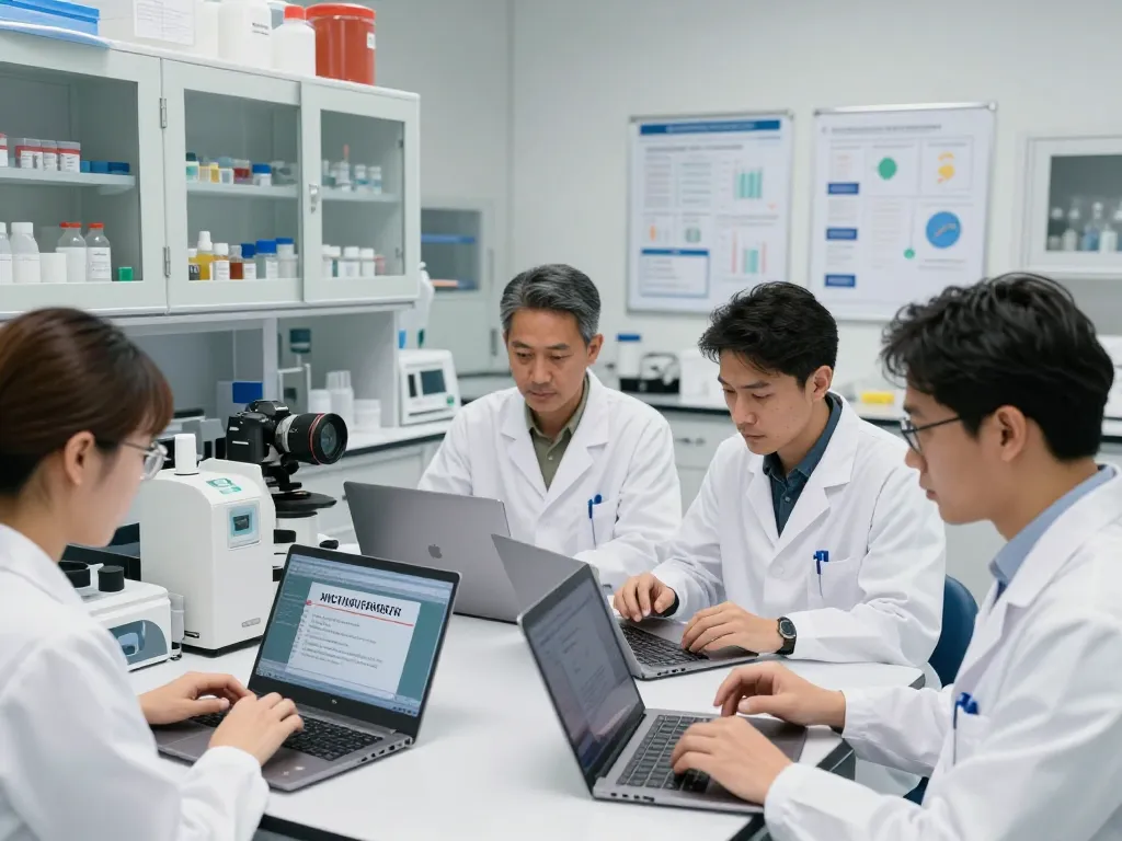 Healthcare team researching innovative MB66 film for HIV and HSV prevention.