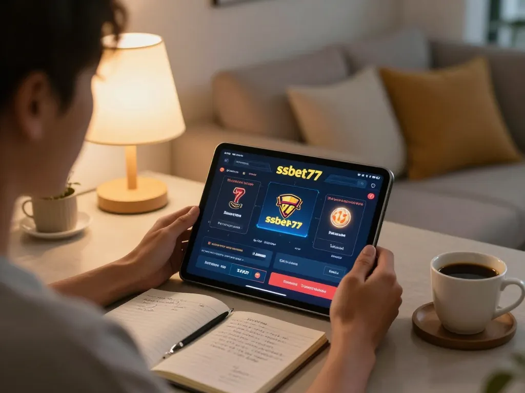 Engaging with the ssbet77 app for online gaming in a cozy home setting