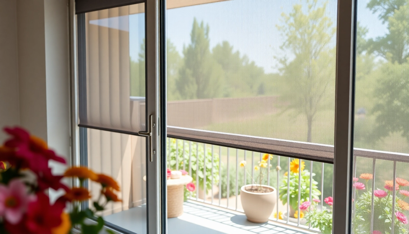 Zainstalowana moskitiera na drzwi balkonowe zapewniająca ochronę przed owadami.