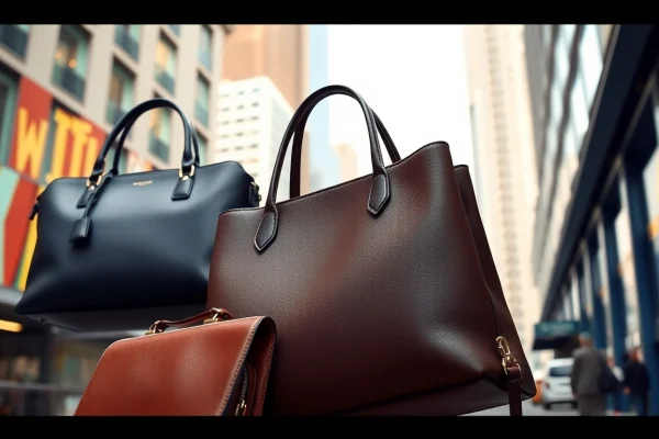레플리카 가방을 세련된 도시 배경에서 선보이는 모델