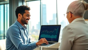 Certified financial advisor providing expert guidance to a client in a bright office.