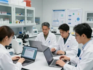 Healthcare team researching innovative MB66 film for HIV and HSV prevention.