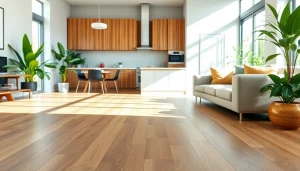 LVT flooring enhancing a contemporary living space, featuring stylish furniture and vibrant decor.