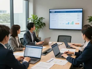 SMSF Accountants collaborating in a professional office, showcasing transparent service and expert financial solutions.