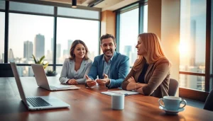 Engaging career coaching session showcasing a professional coach and client in a modern office.