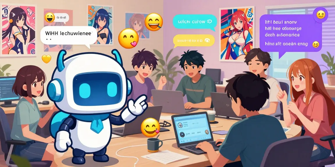 Ecchi bot interacting with diverse Discord users in a colorful chatroom environment.